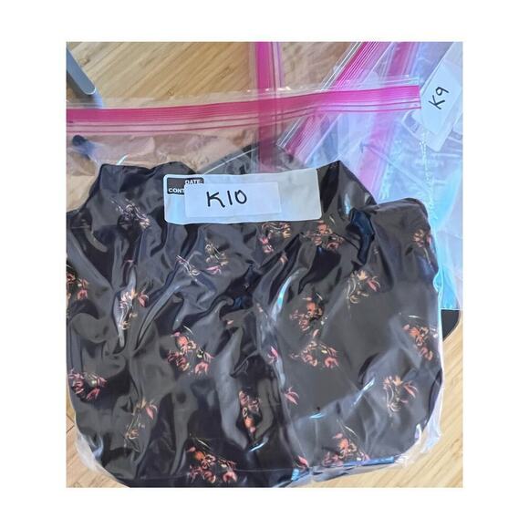 NWT Something Navy Brown Floral Orange Button Up Blouse Women's S Pocket Utility - Picture 10 of 10